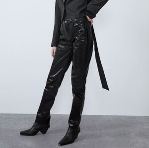 NWT Zara Black Wax-Coated Slim Jeans – Size US 4